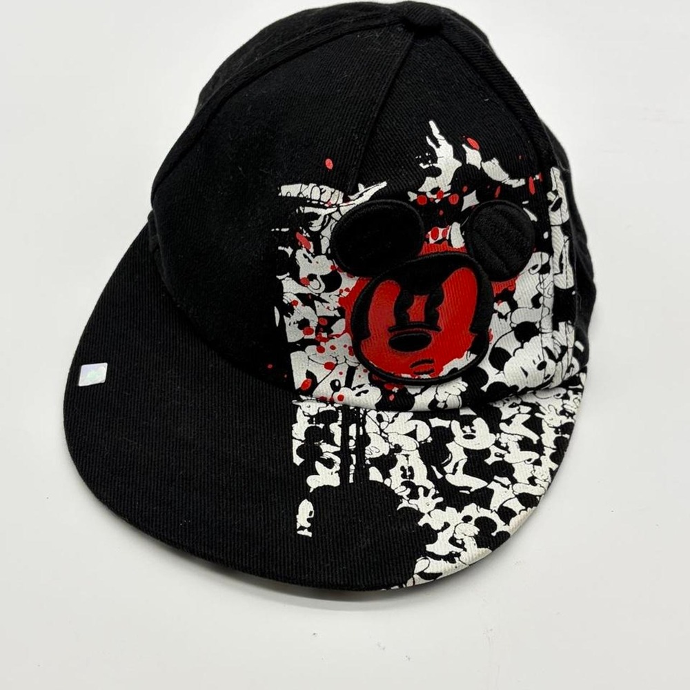 Vtg Disney store youth Mickey Mouse black cap with red Mickey Mouse face